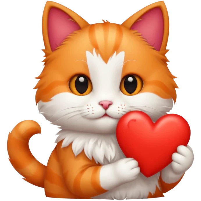 Cute cat holding a heart emoji