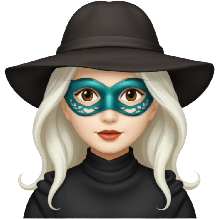 masked Women with hat long white hair  emoji