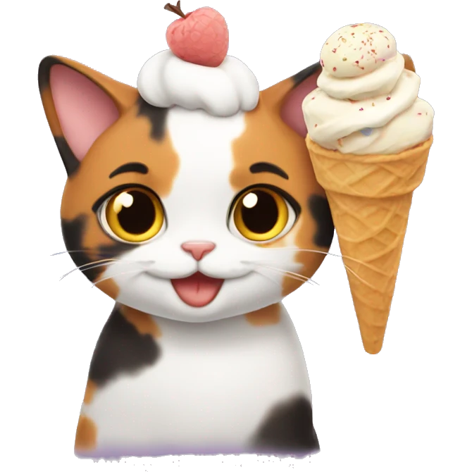 calico cat with icecream  emoji