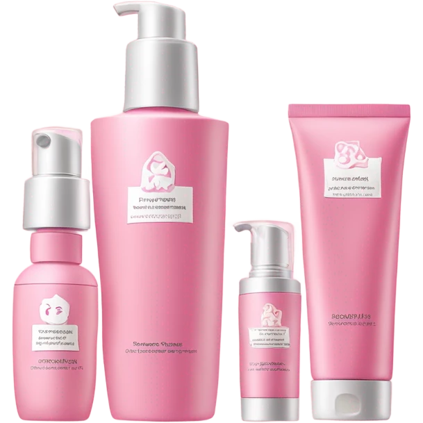 Pink set of skin care emoji