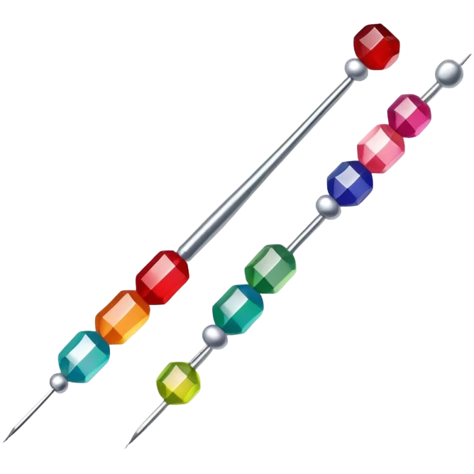 Create an icon that represents the hobby of beadwork, including colorful beads, thread, and a beading needle or tool. The design should capture the essence of beadwork with an artistic, crafty vibe. The icon should be simple yet detailed, showcasing the creativity and precision involved in beadwork. The background should be transparent. emoji