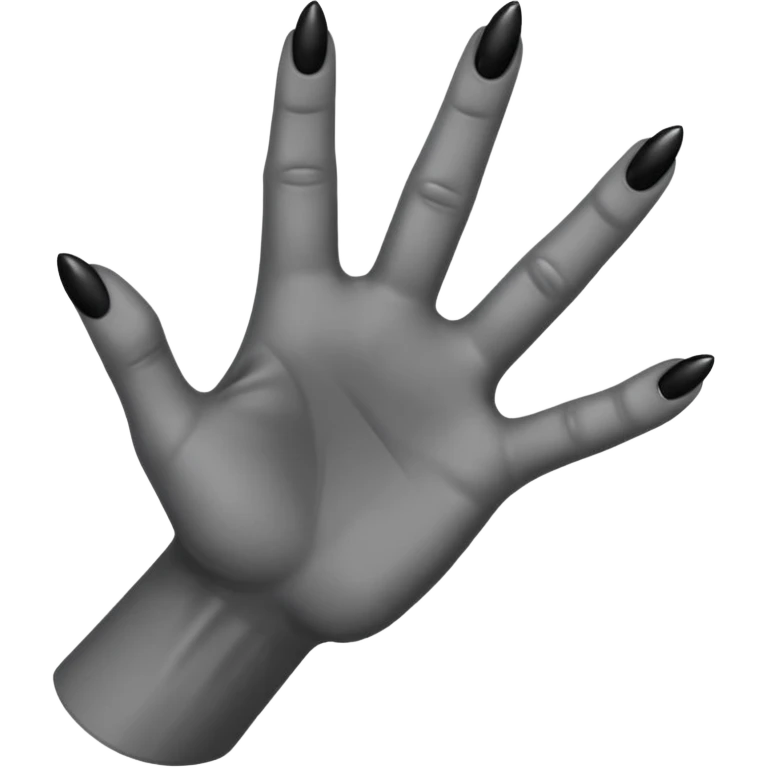 front of a grey colored arm and 5 fingered hand reaching out with black nails emoji