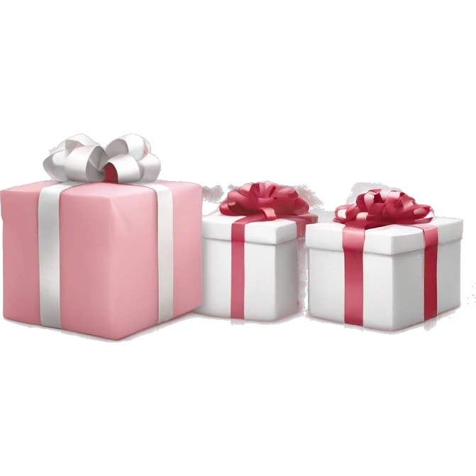 Light pink Christmas gifts under a white Christmas tree  emoji
