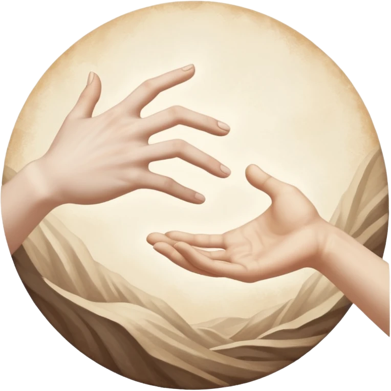 hands reaching out to each other like in the painting of the creation of Adam emoji