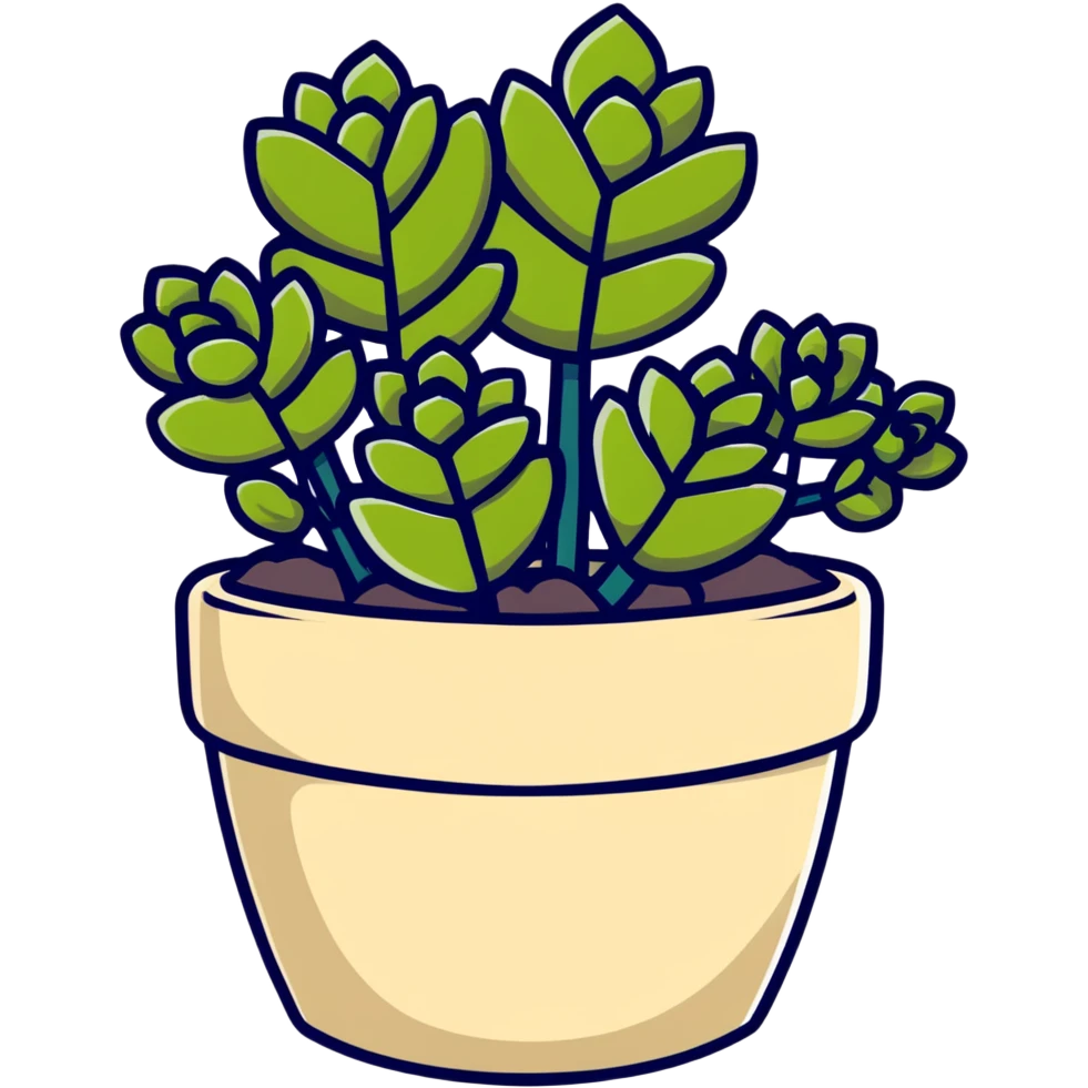 Sedum Pachyphyllum succulent with chubby blue-green leaves in a beige ceramic pot emoji