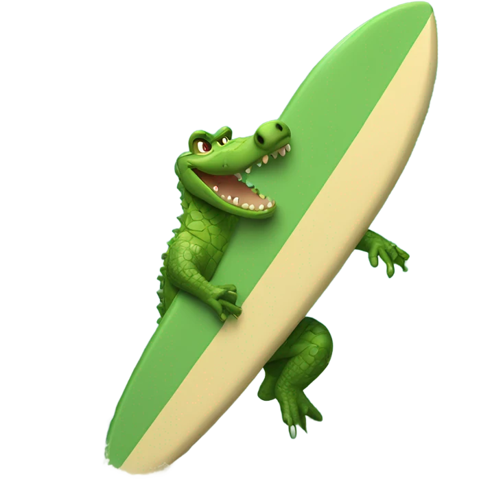 Crocodile on a surfboard ￼ emoji