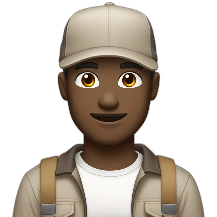 Pale skinned fit Man with dark brown hair in a beige cap, gray jeans, brown polo and white T-shirt keeping a pasted with tape white box into his hands emoji