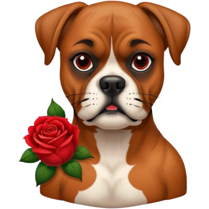 boxer dog with red rose tattoo emoji