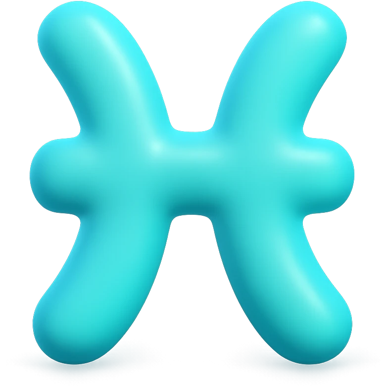 "A minimalistic glowing zodiac symbol ♓, centered on a dark cosmic background, symbol color #00d9ff, clean design, modern and luminous" emoji