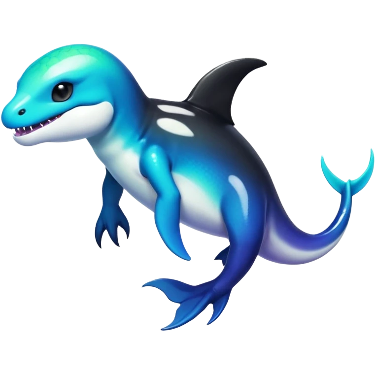 white blacks colorful gradient shiny glossy Fakémon-Digimon-orca-reptile-dragon-lizard-creature-hybrid (full body) emoji