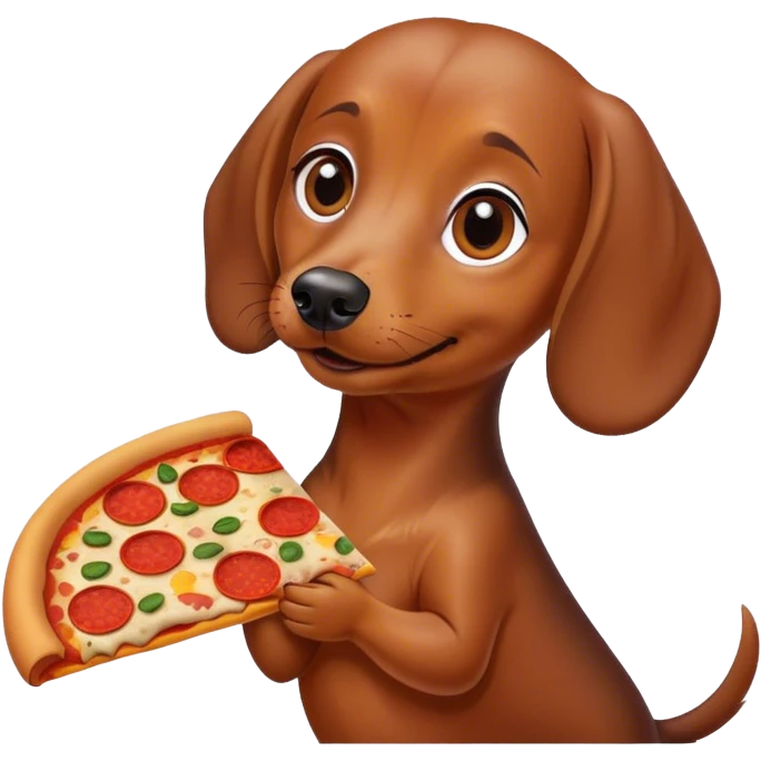 Dog female Dachshund  eating pizza emoji