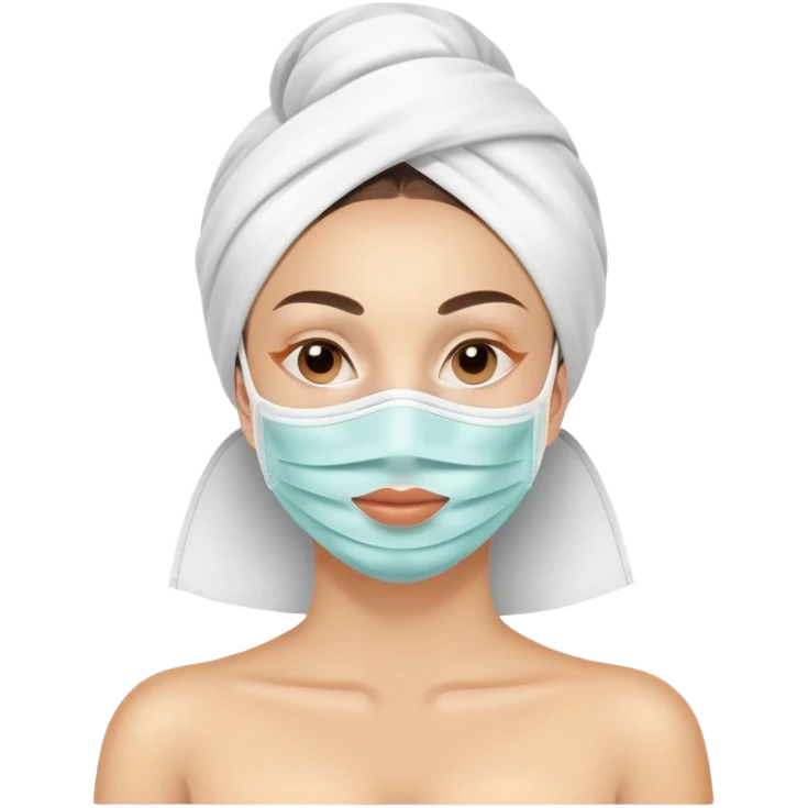 Lady with face mask spa beauty full face relaxing emoji