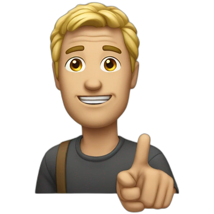 the man points out emoji