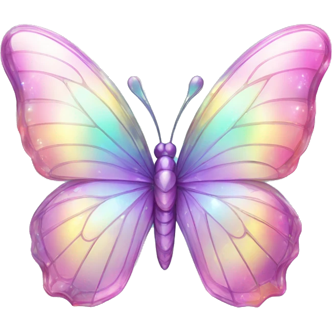 Sparkly glossy Pastel iridescent glass crystal butterfly emoji