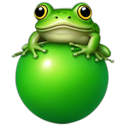Frog sitting on 2 big green balls emoji