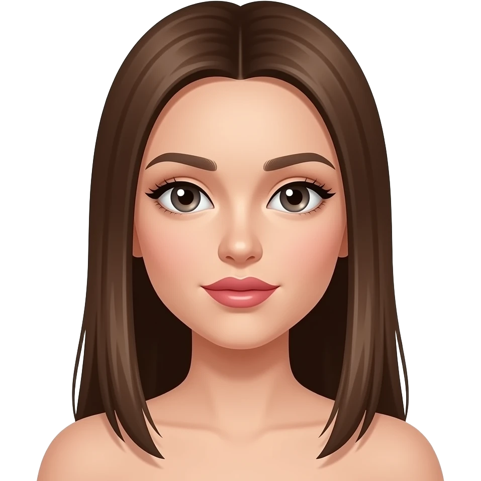 white girl long straight brown hair long eyelashes lipgloss emoji