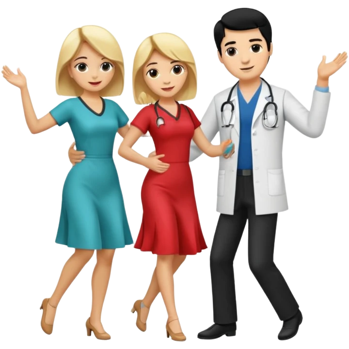 couple dancing full body a doctor black hair  woman blonde emoji