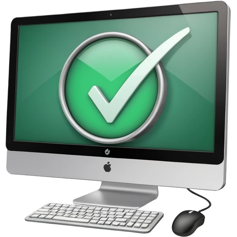 computer monitor showing a test check mark emoji