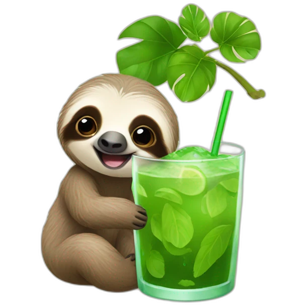baby sloth drinking mojito emoji