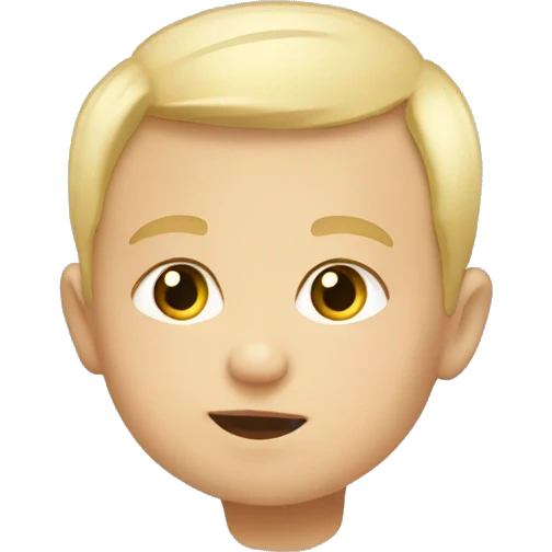a white blond baby side eyeing facing the left with his eyes wide open emoji