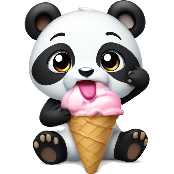 Panda eating ice cream emoji