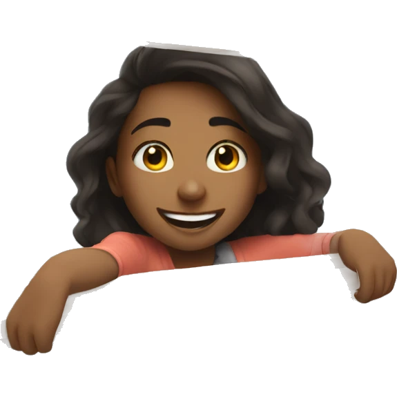 smiling girl by the window with me emoji