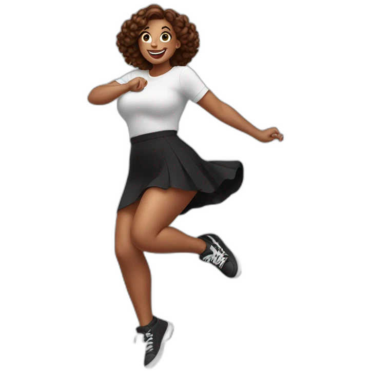curvy beauty jumping black skirt emoji