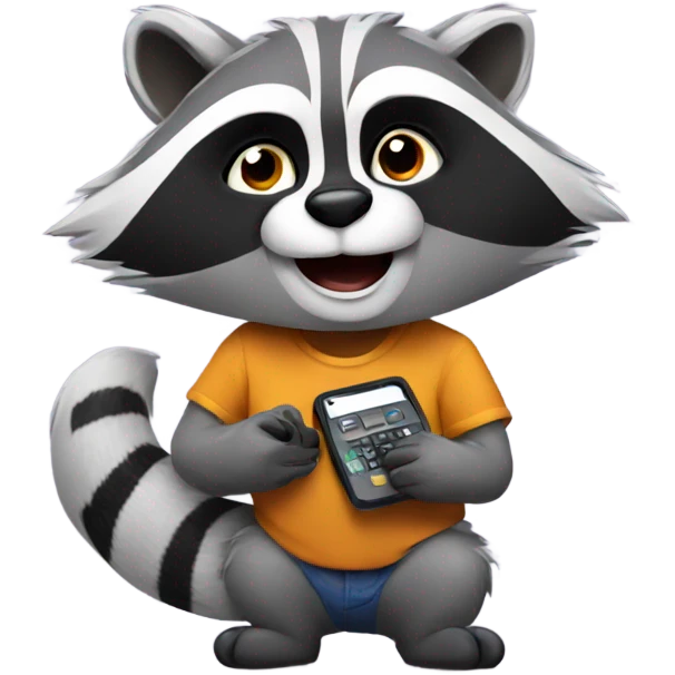 racoon playing phone emoji