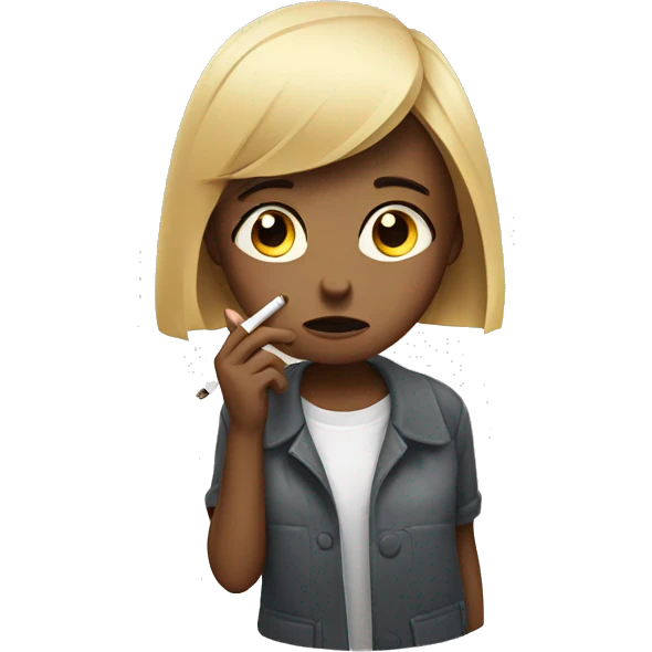 Sad girl smokes cigarette  emoji