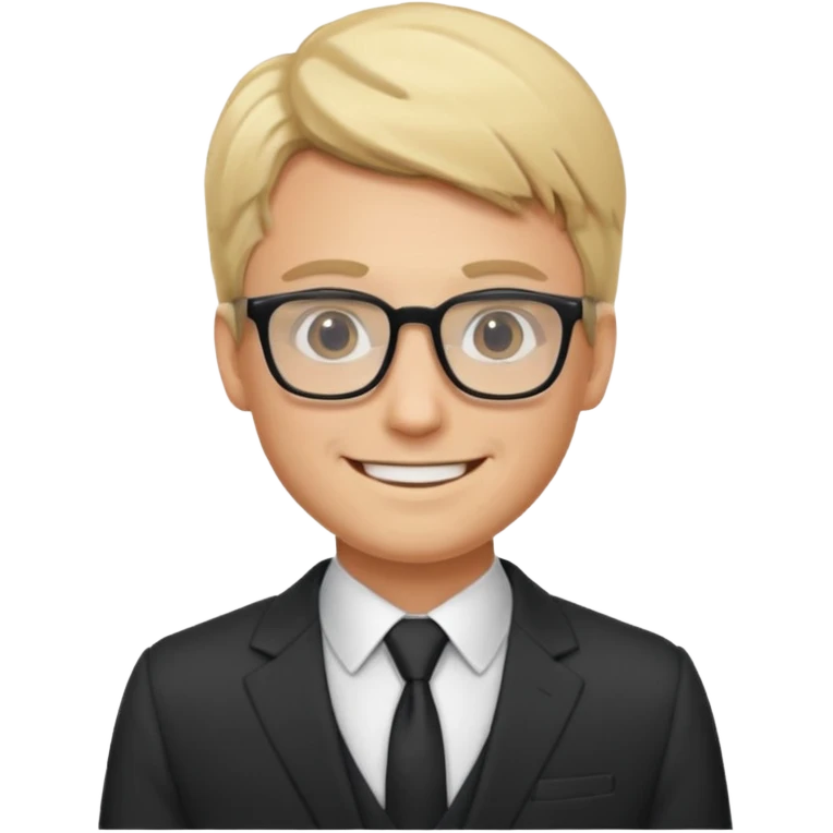 Blonde man with square glasses and suit emoji