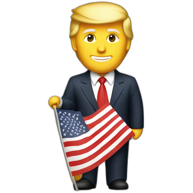 Trump holding China flag emoji