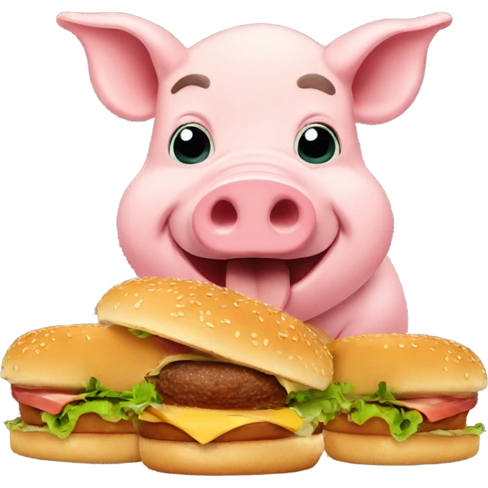 pig eating a burger  emoji