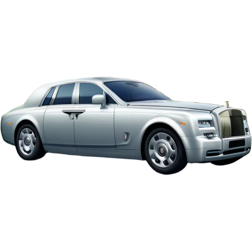 Rolls-Royce Phantom (2022) – cinematic-realistic Rolls-Royce Phantom emoji, its polished silver frame glistening under the sun as it glides down a winding, tree-lined road. The iconic Spirit of Ecstasy hood ornament stands proudly, the V12 engine hums silently as the car cuts through the serene countryside, embodying elegance and power. emoji