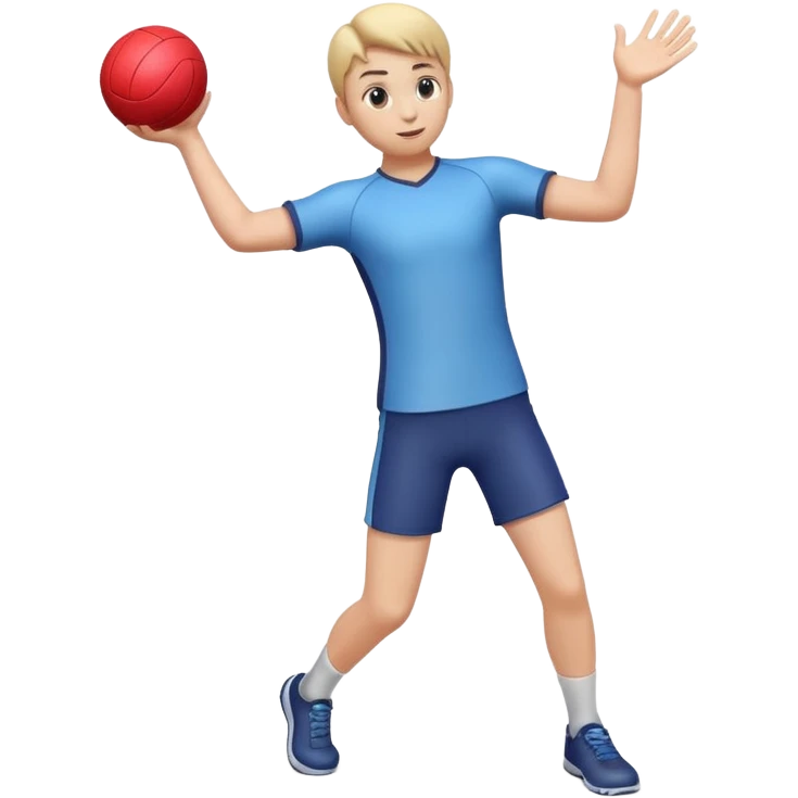 3D emoji style person throwing Ball, arm extended, centered, Full body, soft shadow, white background. emoji