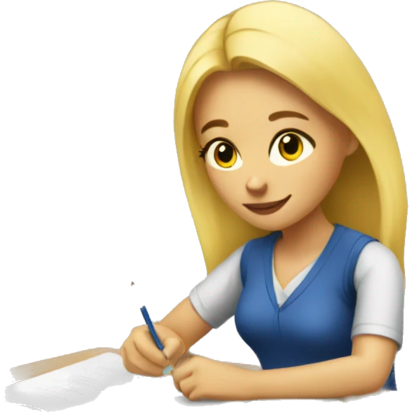 A blonde woman doing her homework  emoji