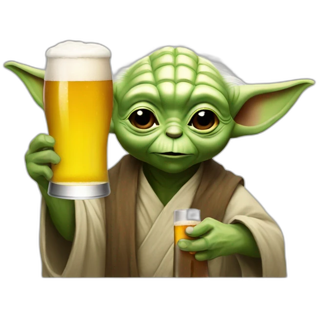 yoda drinking a beer emoji
