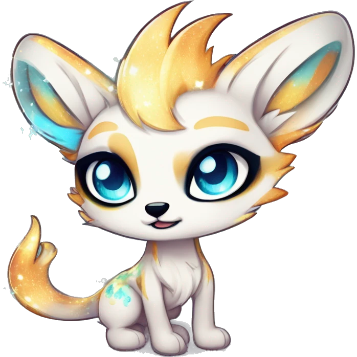 Cool cute Kawaii edgy ethereal futuristic modern epic fantasy animal sparkle fursona Fionbri creature by griffsnuff & LiLaiRa & Falvie full body emoji