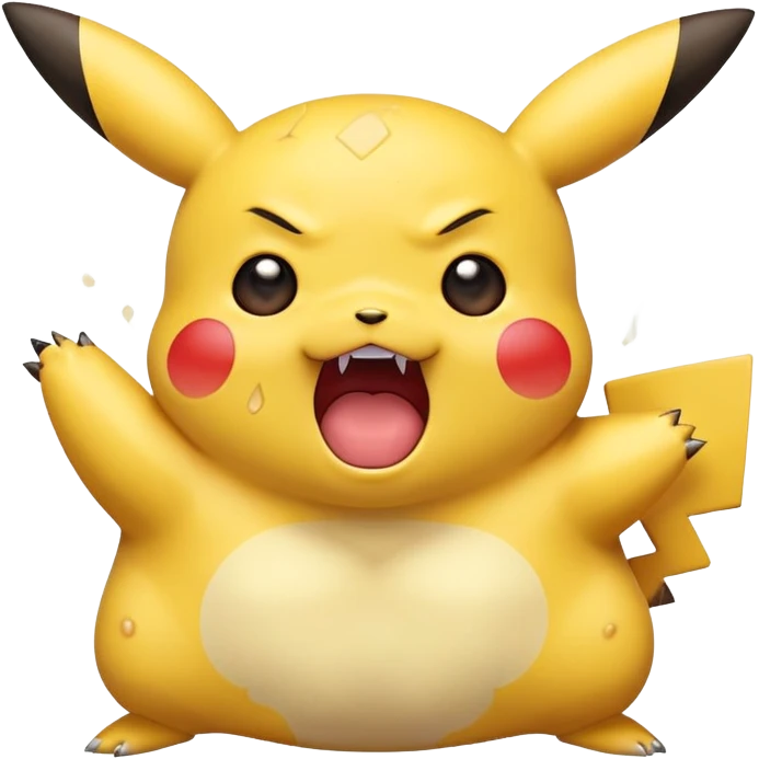 chubby Pikachu with blemishes screaming in fear emoji