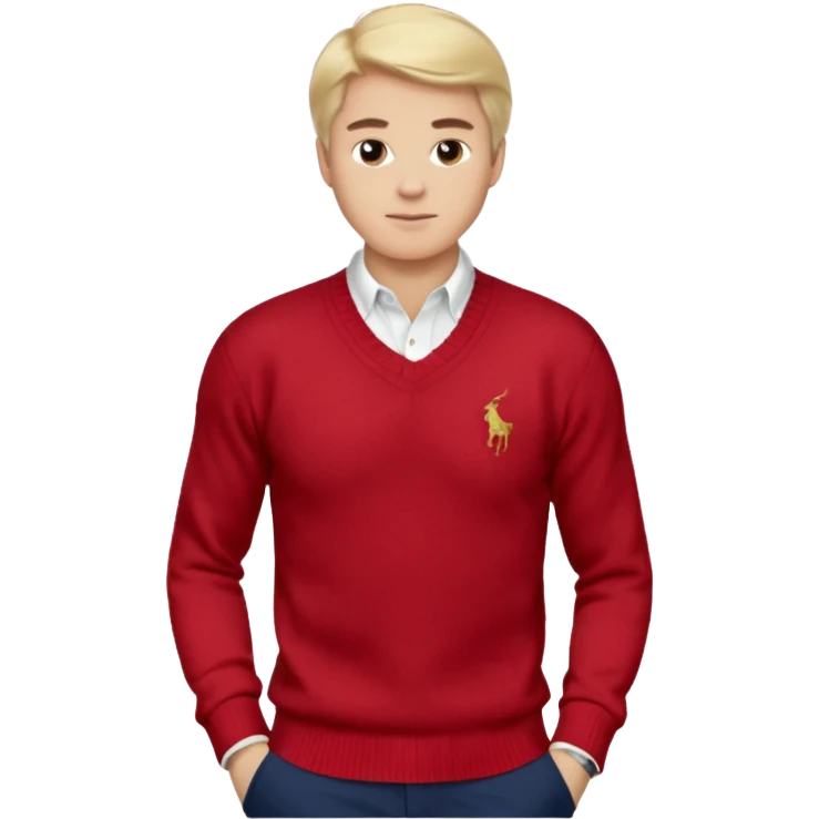 Ralph Lauren sweater, red color, v-neck, small polo logo emoji