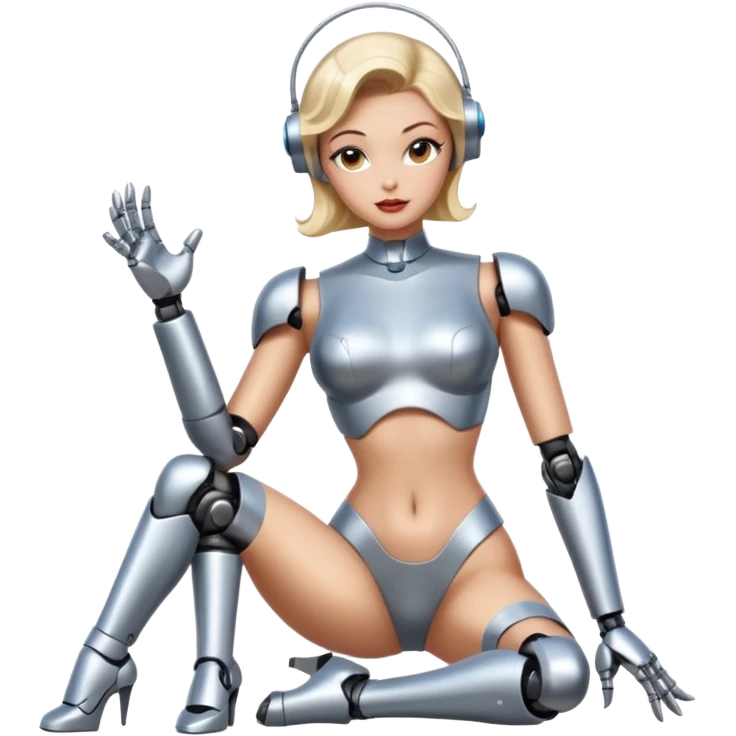 Sexy robot girl full body pinup pose emoji