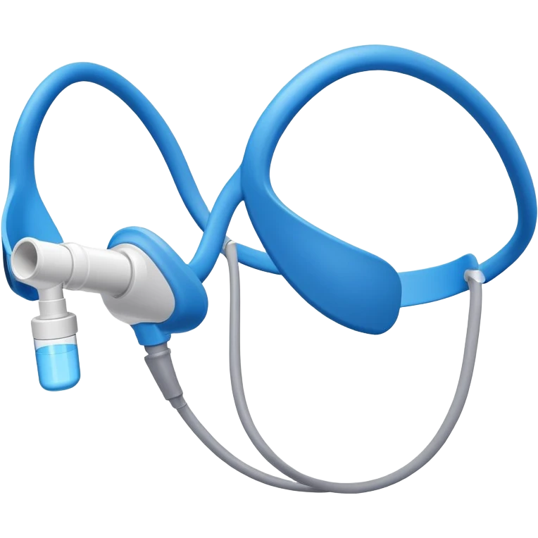 Simple blue VO2 max testing mouthpiece, exercise physiology equipment emoji