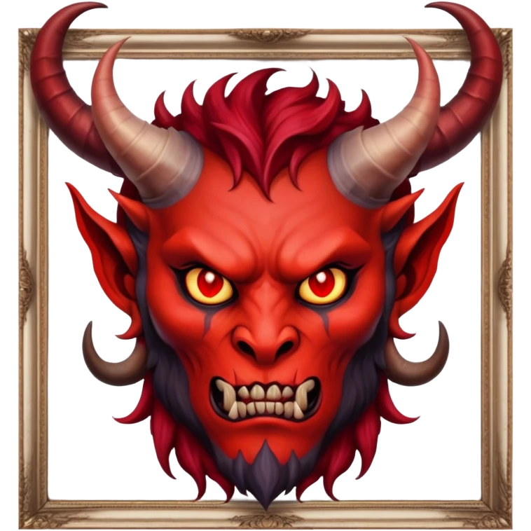oil painting in frame, portrait of a demon emoji