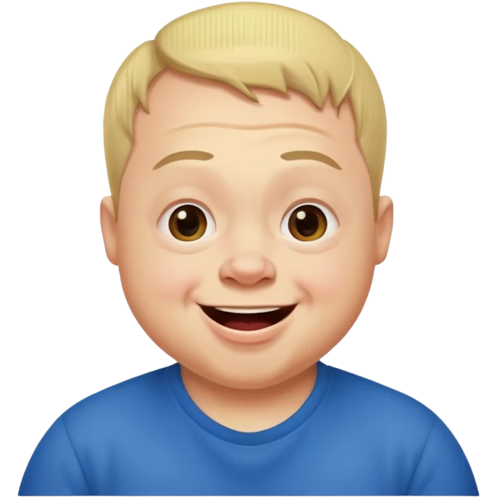 A man with Downs syndrom and CP making a funny face emoji