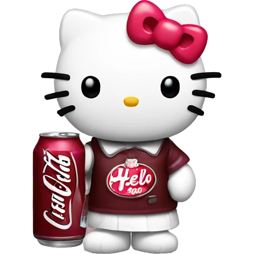Hello kitty holding a Dr Pepper  emoji