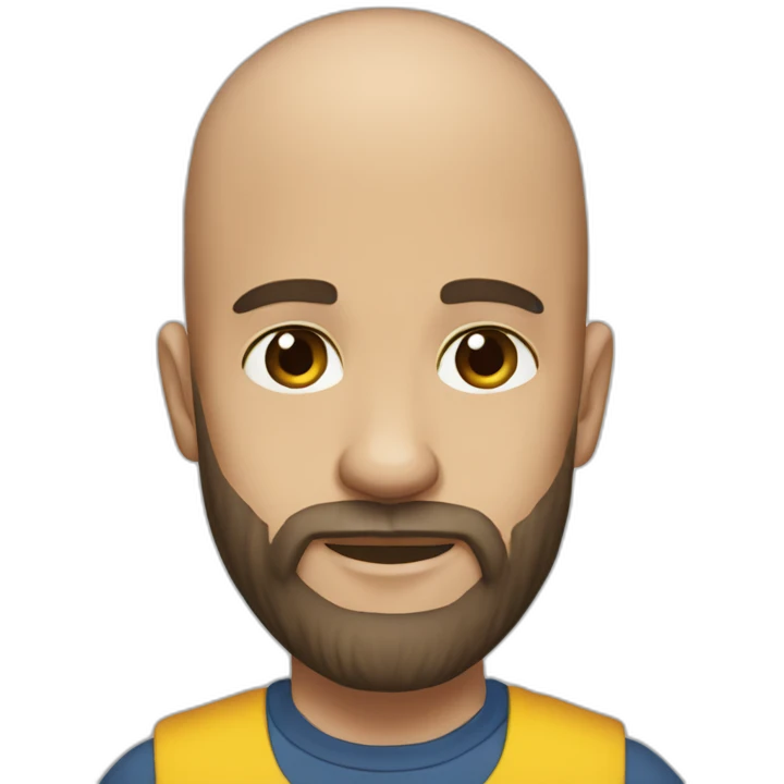 Daniel nass, brazilian, white skin, half bald, straight brown hair, bearded emoji