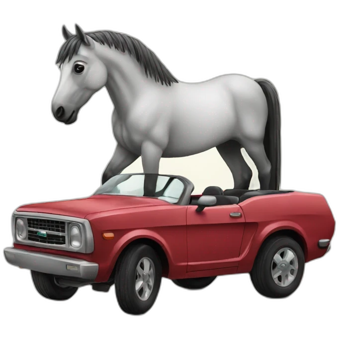 Horse on car emoji
