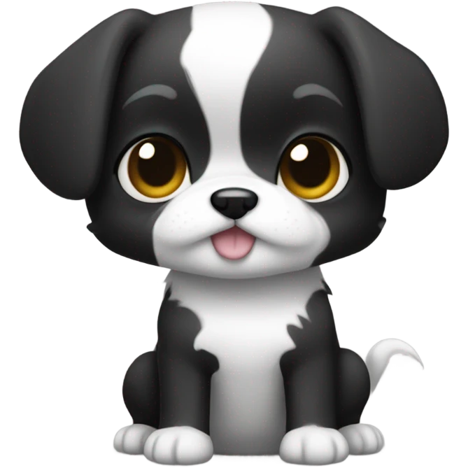 À Little chiuaua that is black and White and super cute emoji