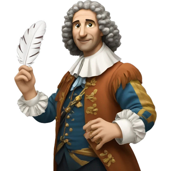 Molière holding a feather in his hand emoji