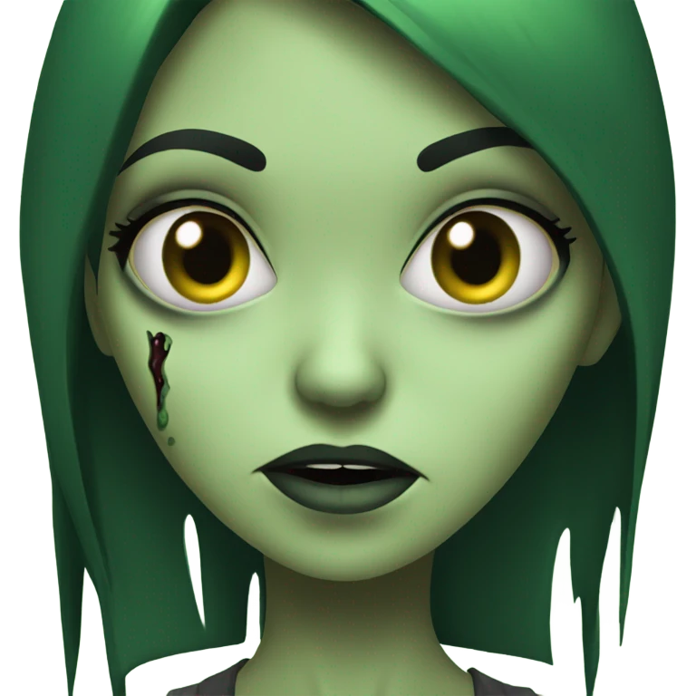 Brunette zombie girl in horror zombie green  emoji