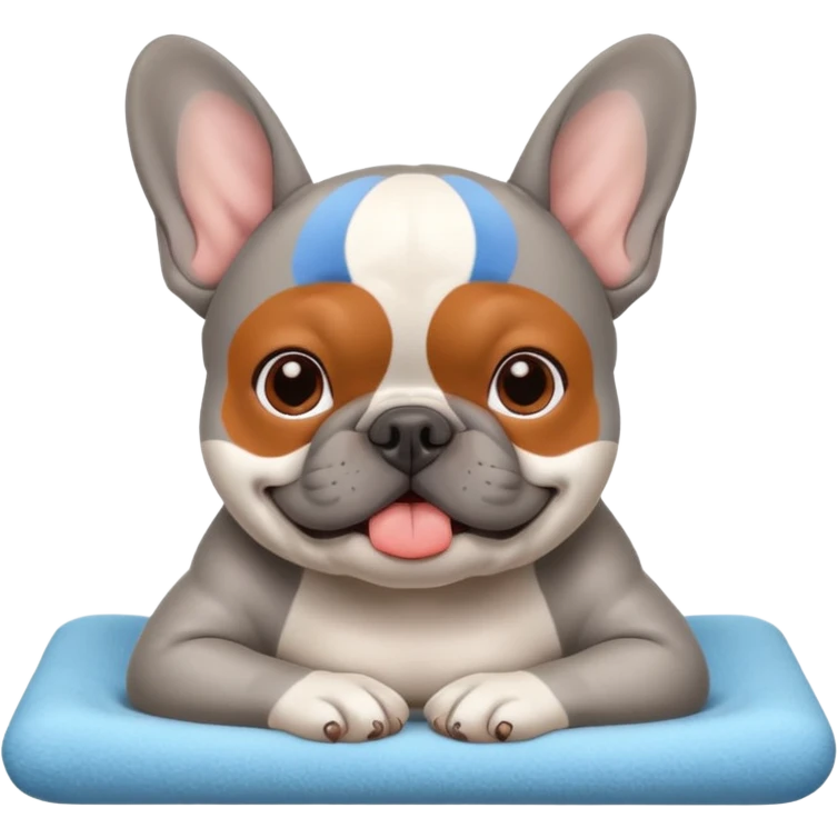 grey french buldog getting massage emoji